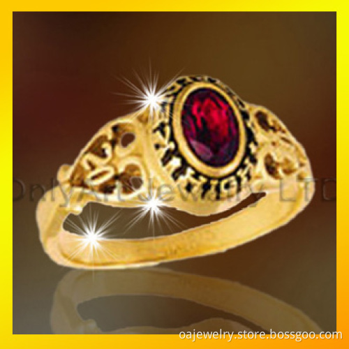Hot Custom Colleage Sterling Silver 925 Ring with 18k Gold Plated for Women
